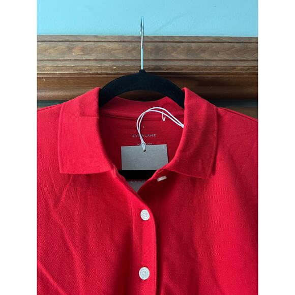 NWT Everlane Women's Organic Cotton Polo Shirt Red Fitted Short Sleeve Top SZ S - Picture 3 of 11